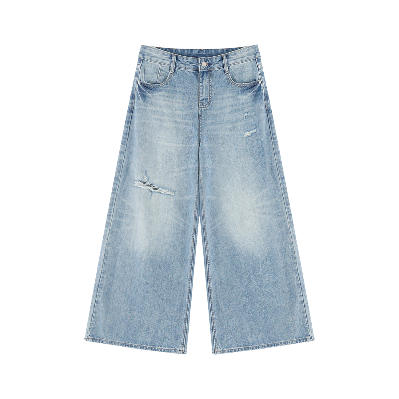 W. Distressed Wide Leg.